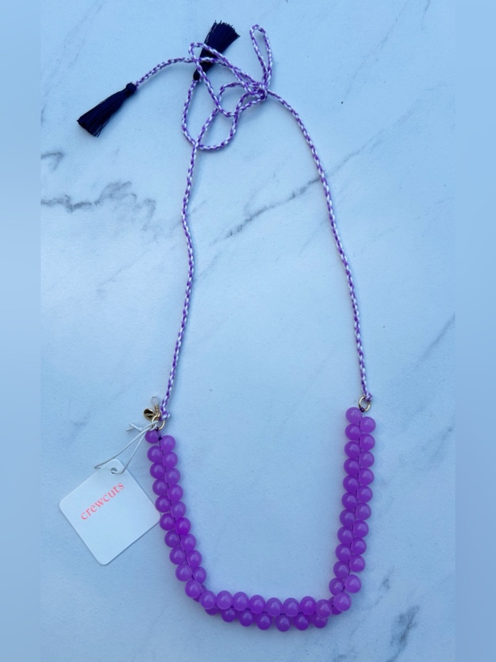 J Crew Crewcuts Purple Beaded Braided Cord Necklace